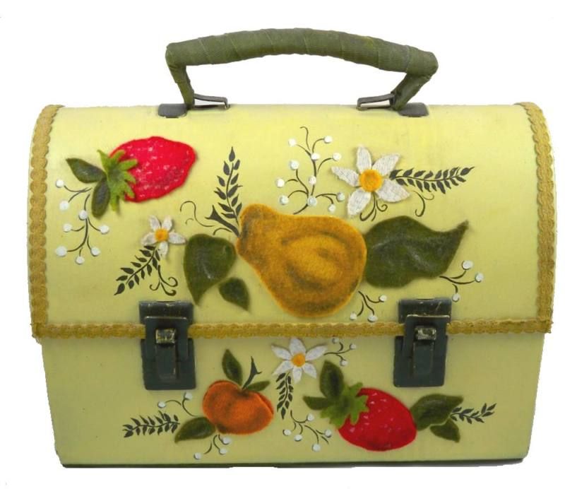 Vintage Lunch Box Purse Fruit Appliqué 1970’S  