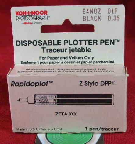 64NDZ 01F Black 0.35 KOH I NOOR Z Calcomp Plotter Pen  