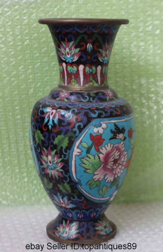 Lucky China Chinese Handmade Copper Cloisonne Bird & Flower Design 