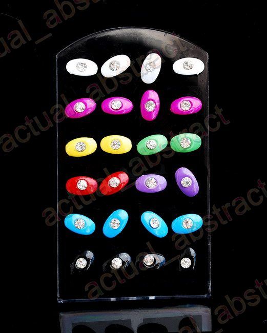 FREE wholesale48xrhinestone pierced earring+displays  