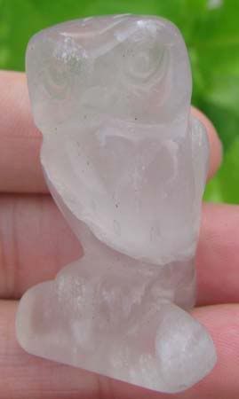 LOVELY HANDMADE CARVED FLUORITE OWL STATUE,GEM  