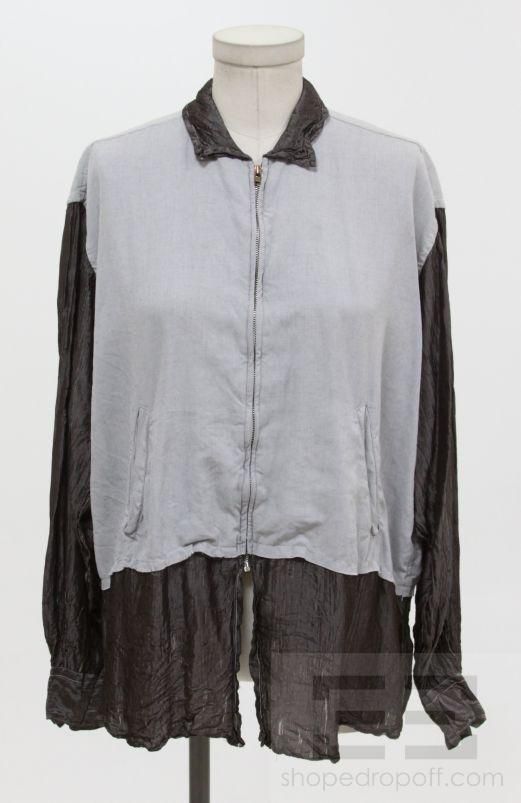 Comme des Garcons Shirt Light Gray & Brown Shimmer Zip Up Shirt Size 