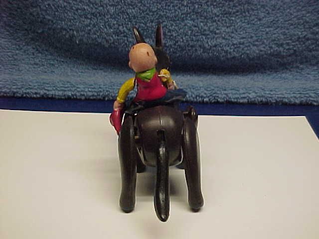 BUCKING BRONCO w/CELLULOID COWBOY & BOX MODERN TOYS  