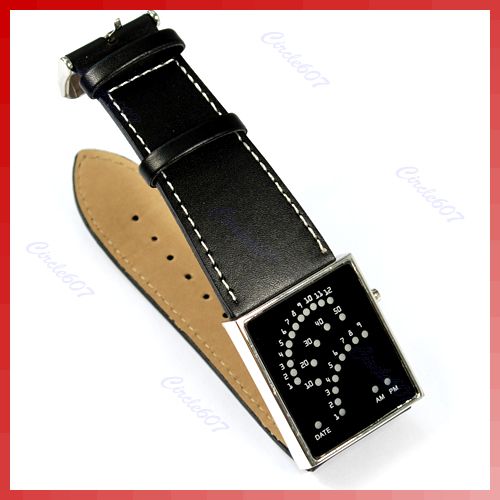 Black Unique Style 29 Blue Red LED Light Men/Lady Watch  