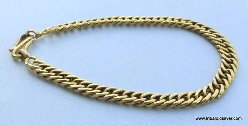   ANTIQUE SOLID 22 CARAT GOLD HANDMADE LINK CHAIN BRACELET BANGLE INDIA