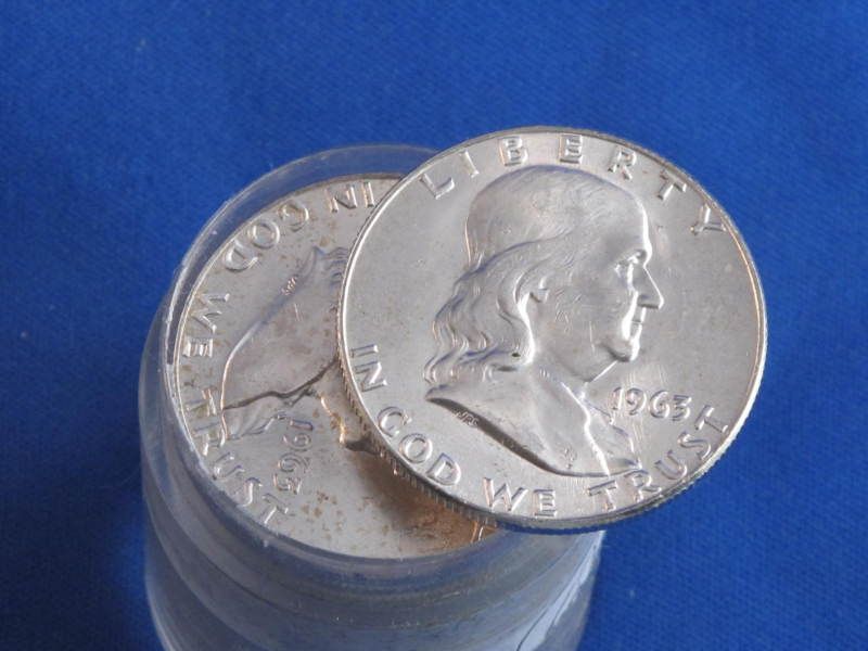 1963 P Franklin Half Dollar Original BU Roll B3376L  