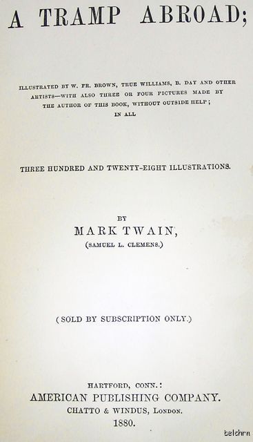 Tramp Abroad   Mark Twain   First Issue   1880   1st/1st   Ships 