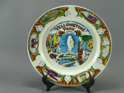 Yellowstone Park Collector Plate 10 1/4 Old Faithfull VGC  