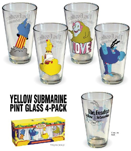 The Beatles Yellow Submarine Set of Four Pint Glasses  