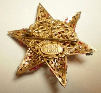 MIRIAM HASKELL FLOWER BEAD RHINESTONES STAR PIN  