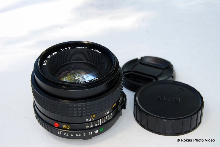 Minolta MD 50mm f1.7 lens 11.7 prime manual focus 043325400308  