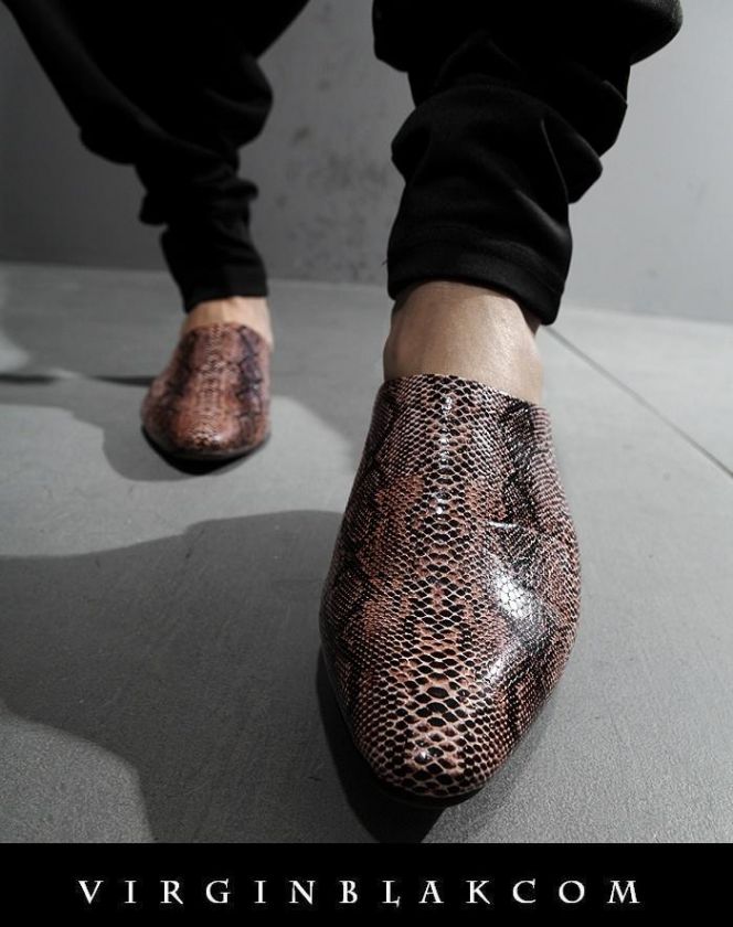 vb HOMME Snake Print Slip On Mules Pointy Toed 3EY  