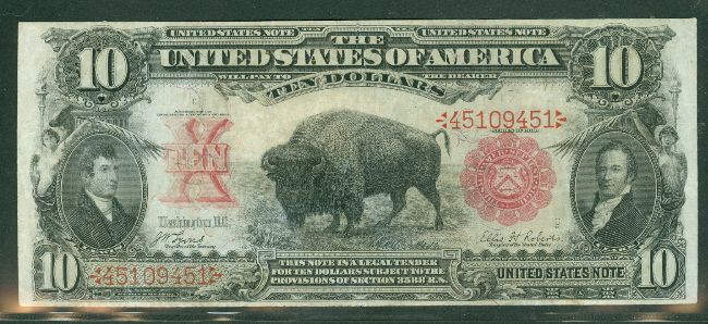 10 “Bison” Legal Tender, 1901, Fr. #114, attractive XF  