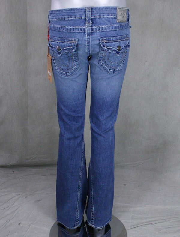 True Religion Jeans Womens Joey Super T HOLLOW HORN blue grey combo 