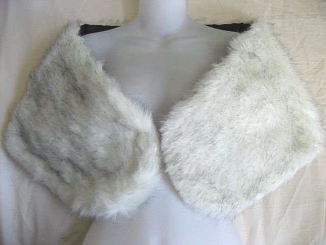 White Black Faux Fur Stole Shawl Cape Wrap Shrug Bridal  