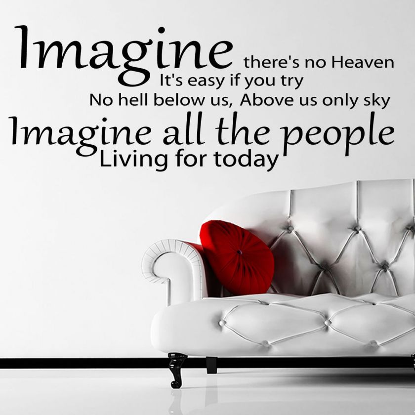 Huge John Lennon Imagine Lyrics Quote Wall Sticker Decal Transfer 