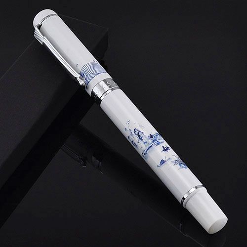 LUOSHI WHITE china M/B NIB 22K GP ROYAL FountainPen 391  