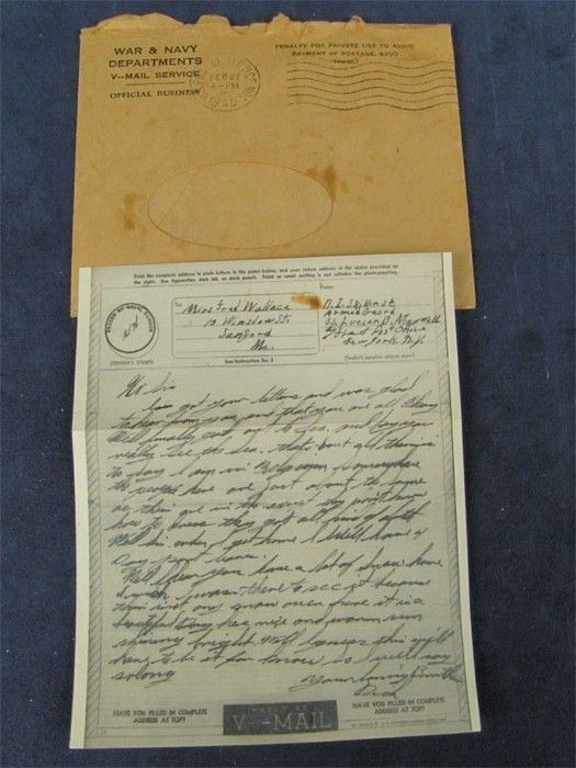 WWII 1945 Letter From Belgium War Ship To Home W/Envelp  