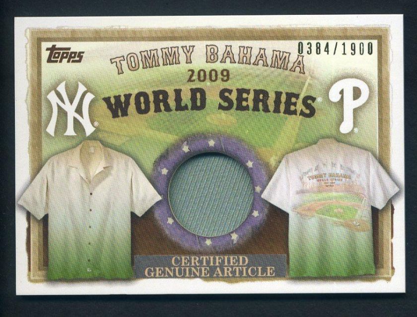 2010 Topps Tommy Bahama 2009 World Series Jersey Shirt Relic ~ Dealer 