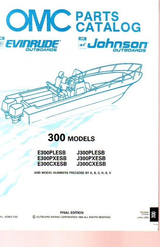 1990 Evinrude/Johnson 300 HP Outboard Motor Parts Catalog  