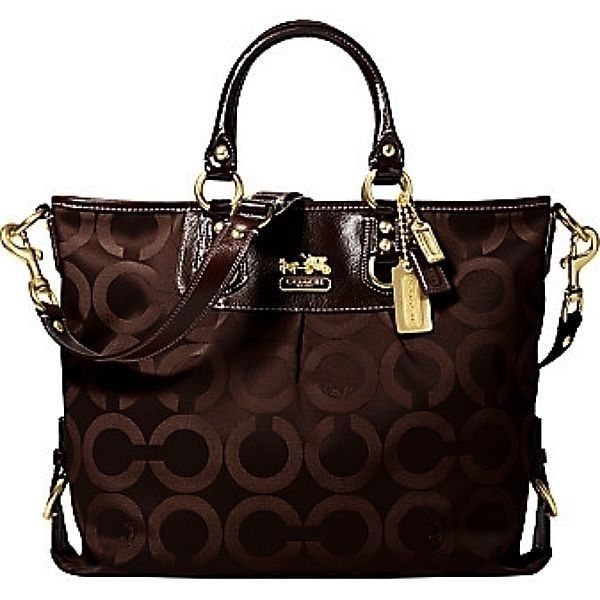 COACH MADISON DK CHOCO BROWN OP ART C JULIANNE TOTE BAG PURSE SATCHEL 