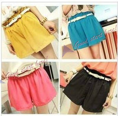 Korean Lovely Women Girl Trouser Beach Shorts Pants With Belt Casual 