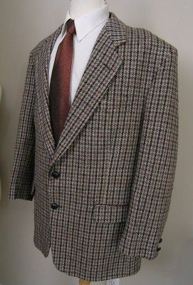 Harris Tweed Vintage Old Label Jacket Brown Wool 44S  