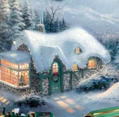 THOMAS KINKADE Winter Wonderland SANTA, 2 TRAIN, ILLUM  