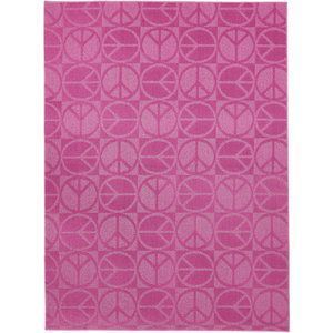 Peace Sign Rug, Pink  