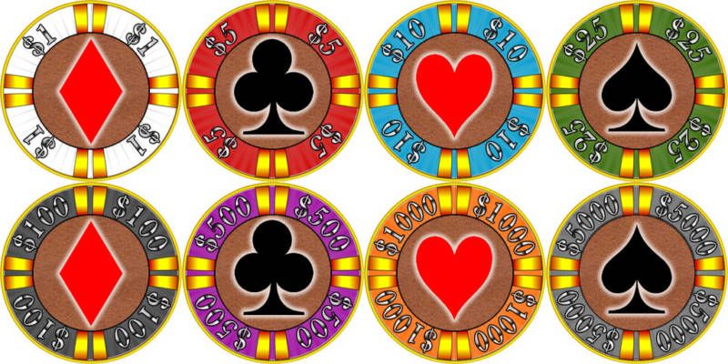 Poker Chip Labels 1.25   Suited   w/$s Approx 12,500  
