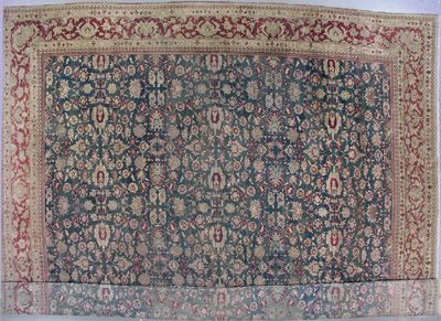 16x18 GREEN ANTIQUE 1880 AGRA ORIENTAL WOOL AREA RUG  