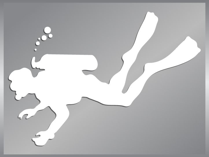 SCUBA Diver silhouette cut vinyl decal Diving Stickers  