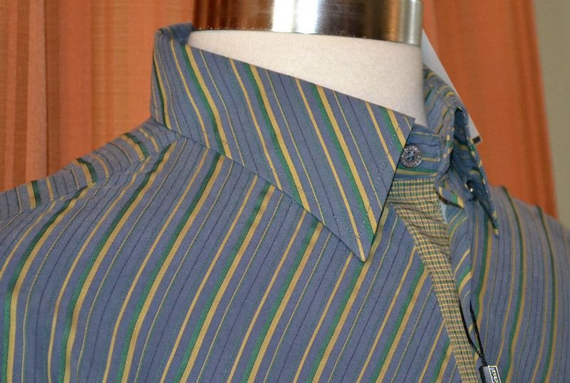   SLEEVE BLUE GREEN YELLOW GOLD BUTTON DOWN SHIRT MENS XL NWT  