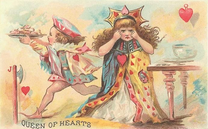 ART SILK panel ~Nursery Rhymes QUEEN OF HEARTS + TART  