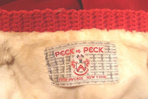 50s VINTAGE PECK & PECK RED VELVET FAUX ERMINE JACKET  