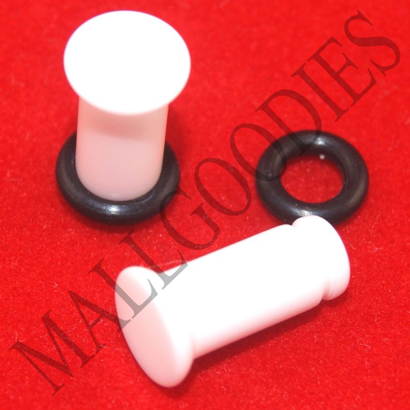 0652 Acrylic Single Flare White 4 Gauge 4G Plugs 5mm  