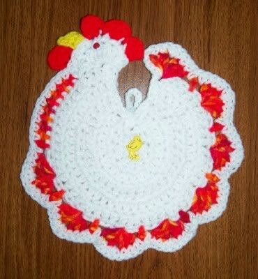 CHICKEN POTHOLDER Crochet NEW Rooster, Choice of Colors  