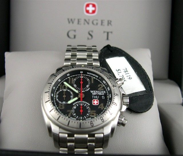 Wenger Mens GST Field 200m Automatic 78119 w/25 Jewel Valjoux 7750 