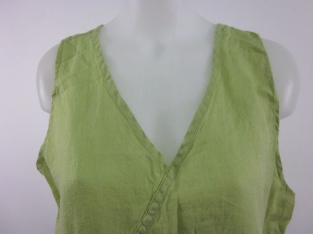 FLAX Green Sleeveless Shirt Top Blouse Sz L  