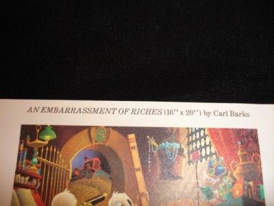 Disney Carl Barks MINI LITHOGRAPH Uncle Scrooge Embarrassment Of 