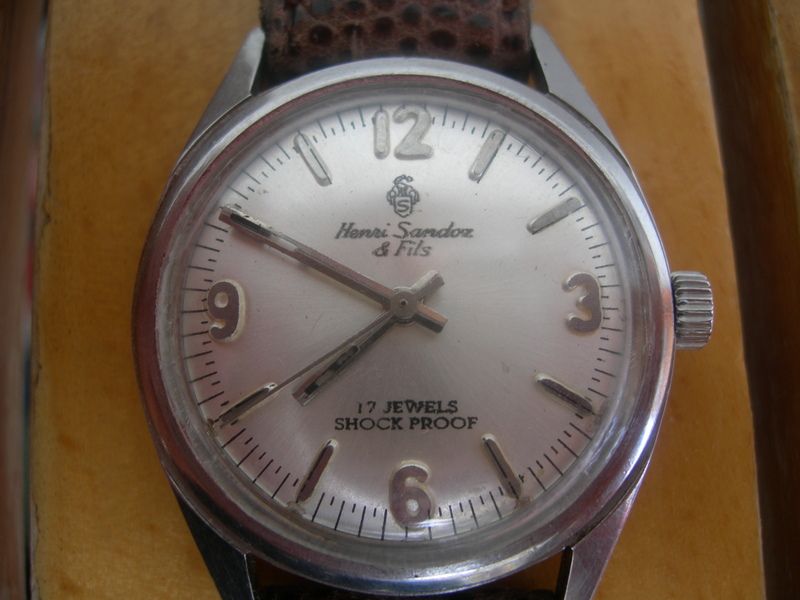 vintage henri sandoz & fils mans watch   