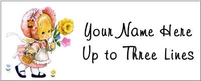 Baby Doll & Flowers Easter #50 Return Address Labels  