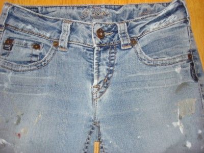   Painted Unique WORN Silver Jeans Size 28/33 AIKO Good Condition  