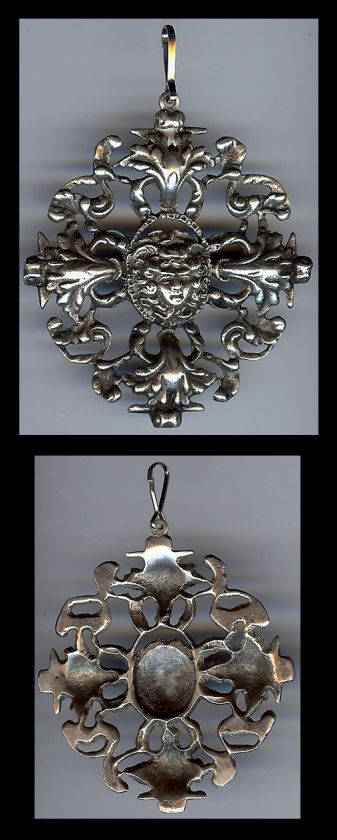 PERUZZI STYLE VINTAGE MEDUSA HEAD ORNATE SILVER PENDANT  