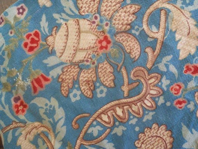 ANTIQUE FRENCH FABRIC COTTON FLORAL DECOR 1900  