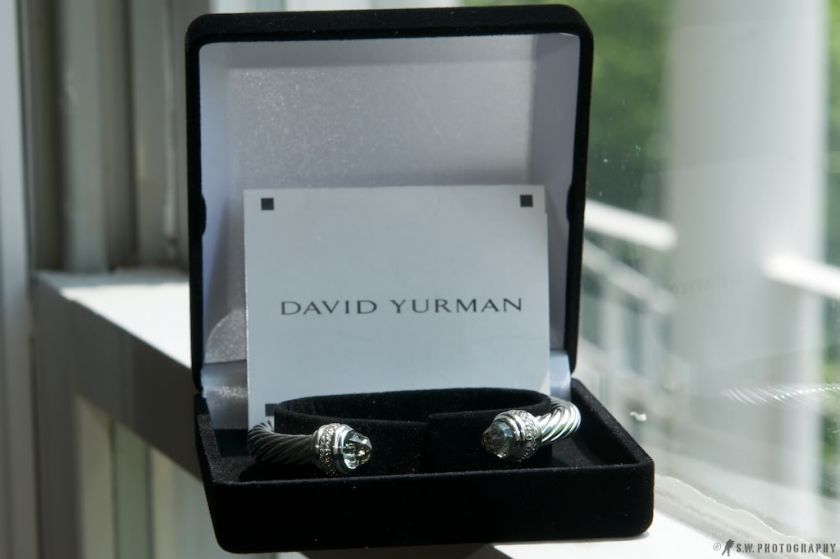 New David Yurman 7mm Prasiolite Silver Ice Cable Bracelet $1,825 