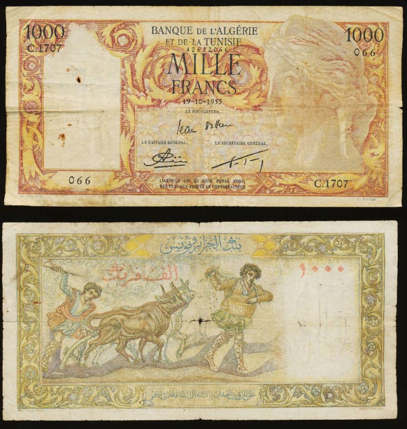 Algeria 1000 Francs 1955, P.107b  