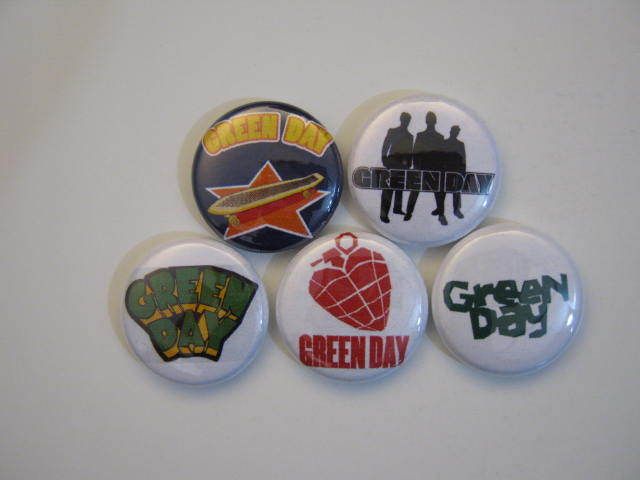 GREEN DAY 5 PINS BUTTON BADGE AMERICAN IDIOT DOOKIE #60  