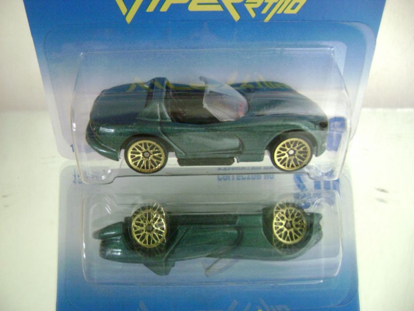 HOT WHEELS 1991 GREEN DODGE VIPER RT/10 W/LACE WHEELS ON BLUE #210 