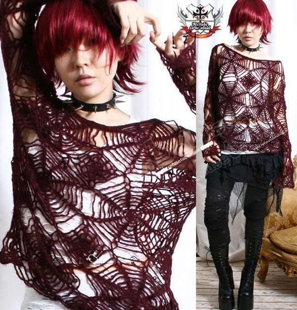 RTBU Goth Punk Vampire Cobweb Mohair Sweater gackt RUST  